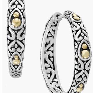 Sterling Silver Hoop Earrings with Gold Accents - Women's Jewelry